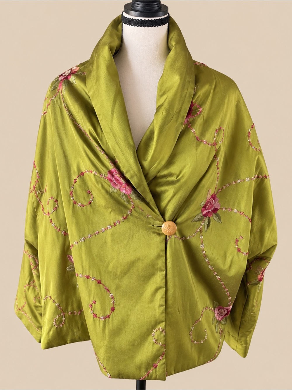 Maximalist Avant Garde Mulberry Silk Embroidered Handmade Jacket M
